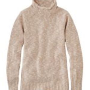 L.L. Bean Women's Cotton Ragg Sweater, Funnelneck Pullover Medium Oatmeal